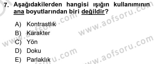 Film ve Video Yapımı Dersi 2020 - 2021 Yılı Yaz Okulu Sınav Soruları 7. Soru