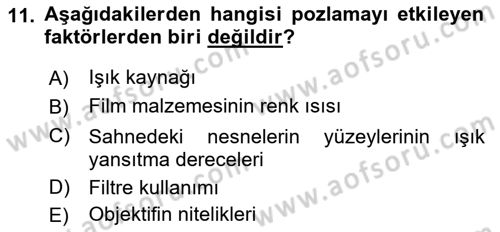 Film ve Video Yapımı Dersi 2021 - 2022 Yılı (Vize) Ara Sınav Soruları 11. Soru