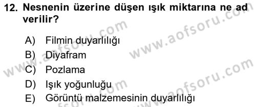 Film ve Video Yapımı Dersi 2021 - 2022 Yılı (Vize) Ara Sınav Soruları 12. Soru