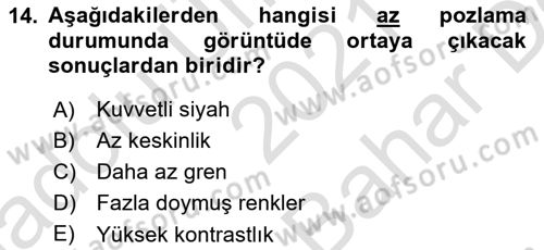 Film ve Video Yapımı Dersi 2021 - 2022 Yılı (Vize) Ara Sınav Soruları 14. Soru