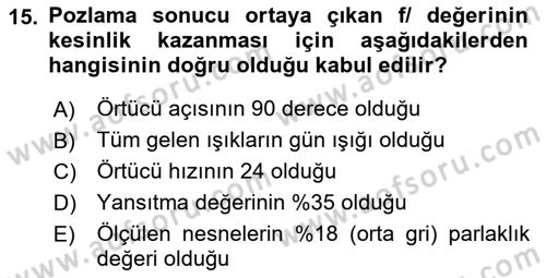 Film ve Video Yapımı Dersi 2021 - 2022 Yılı (Vize) Ara Sınav Soruları 15. Soru