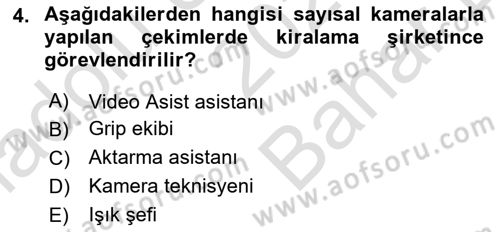 Film ve Video Yapımı Dersi 2021 - 2022 Yılı (Vize) Ara Sınav Soruları 4. Soru