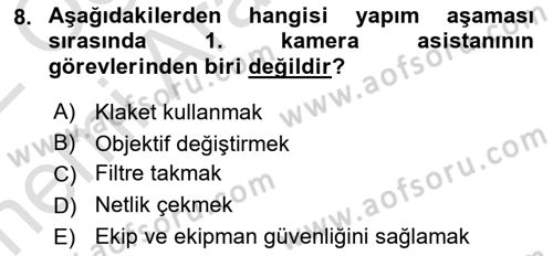 Film ve Video Yapımı Dersi 2021 - 2022 Yılı (Vize) Ara Sınav Soruları 8. Soru