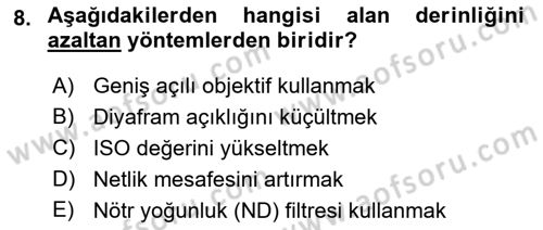 Film ve Video Yapımı Dersi 2021 - 2022 Yılı (Final) Dönem Sonu Sınav Soruları 8. Soru