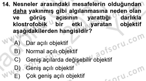 Film ve Video Yapımı Dersi 2021 - 2022 Yılı Yaz Okulu Sınav Soruları 14. Soru