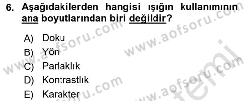 Film ve Video Yapımı Dersi 2021 - 2022 Yılı Yaz Okulu Sınav Soruları 6. Soru