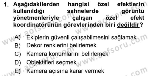 Film ve Video Yapımı Dersi 2022 - 2023 Yılı Yaz Okulu Sınav Soruları 1. Soru