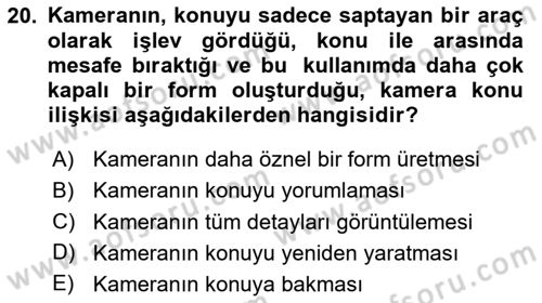 Film ve Video Yapımı Dersi 2022 - 2023 Yılı Yaz Okulu Sınav Soruları 20. Soru