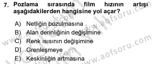 Film ve Video Yapımı Dersi 2022 - 2023 Yılı Yaz Okulu Sınav Soruları 7. Soru