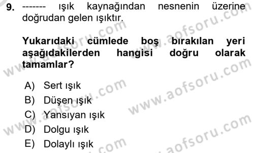 Film ve Video Yapımı Dersi 2022 - 2023 Yılı Yaz Okulu Sınav Soruları 9. Soru