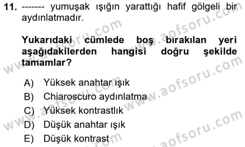 Film ve Video Yapımı Dersi 2023 - 2024 Yılı (Vize) Ara Sınav Soruları 11. Soru