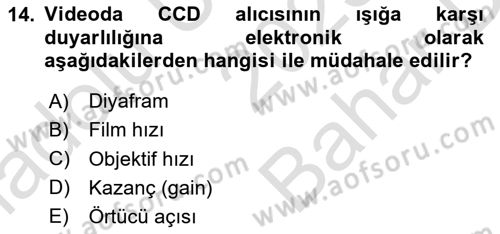 Film ve Video Yapımı Dersi 2023 - 2024 Yılı (Vize) Ara Sınav Soruları 14. Soru
