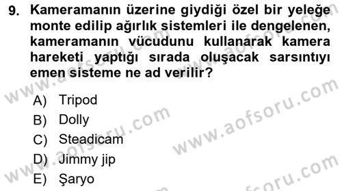 Film ve Video Yapımı Dersi 2023 - 2024 Yılı (Vize) Ara Sınav Soruları 9. Soru