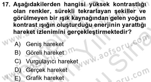 Film ve Video Yapımı Dersi 2023 - 2024 Yılı (Final) Dönem Sonu Sınav Soruları 17. Soru