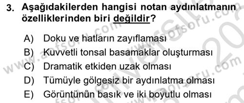 Film ve Video Yapımı Dersi 2023 - 2024 Yılı (Final) Dönem Sonu Sınav Soruları 3. Soru