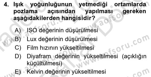 Film ve Video Yapımı Dersi 2023 - 2024 Yılı (Final) Dönem Sonu Sınav Soruları 4. Soru
