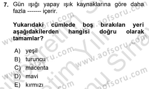 Film ve Video Yapımı Dersi 2023 - 2024 Yılı (Final) Dönem Sonu Sınav Soruları 7. Soru