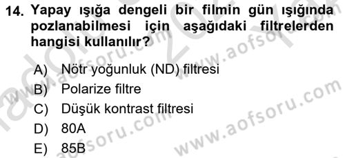Film ve Video Yapımı Dersi 2023 - 2024 Yılı Yaz Okulu Sınav Soruları 14. Soru
