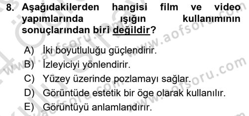 Film ve Video Yapımı Dersi 2023 - 2024 Yılı Yaz Okulu Sınav Soruları 8. Soru