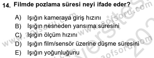 Film ve Video Yapımı Dersi 2024 - 2025 Yılı (Vize) Ara Sınav Soruları 14. Soru