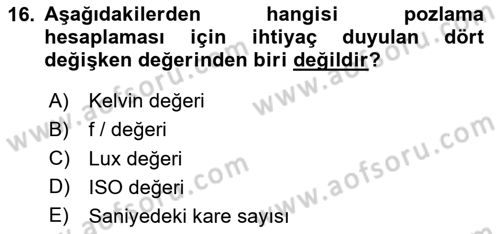 Film ve Video Yapımı Dersi 2024 - 2025 Yılı (Vize) Ara Sınav Soruları 16. Soru