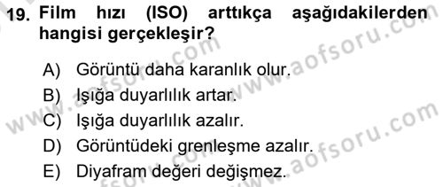 Film ve Video Yapımı Dersi 2024 - 2025 Yılı (Vize) Ara Sınav Soruları 19. Soru