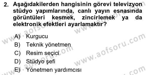 Film ve Video Yapımı Dersi 2024 - 2025 Yılı (Vize) Ara Sınav Soruları 2. Soru