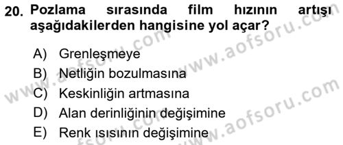 Film ve Video Yapımı Dersi 2024 - 2025 Yılı (Vize) Ara Sınav Soruları 20. Soru