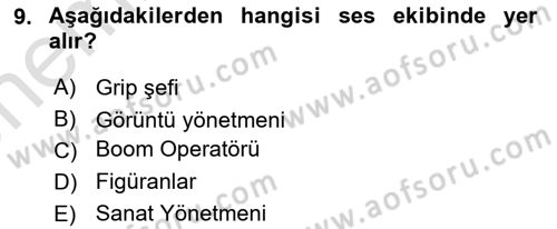 Film ve Video Yapımı Dersi 2024 - 2025 Yılı (Vize) Ara Sınav Soruları 9. Soru