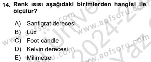 Film ve Video Yapımı Dersi 2024 - 2025 Yılı Yaz Okulu Sınav Soruları 14. Soru