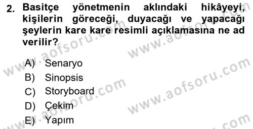 Film ve Video Yapımı Dersi 2024 - 2025 Yılı Yaz Okulu Sınav Soruları 2. Soru