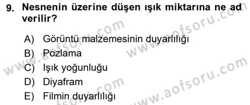 Film ve Video Yapımı Dersi 2024 - 2025 Yılı Yaz Okulu Sınav Soruları 9. Soru