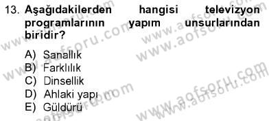 Televizyon Program Yapımı Dersi 2012 - 2013 Yılı (Vize) Ara Sınav Soruları 13. Soru