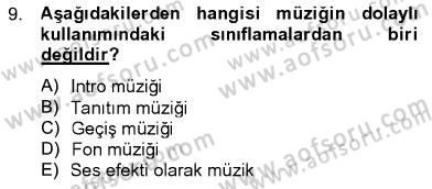 Televizyon Program Yapımı Dersi 2012 - 2013 Yılı (Vize) Ara Sınav Soruları 9. Soru