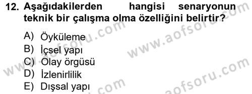 Televizyon Program Yapımı Dersi 2012 - 2013 Yılı (Final) Dönem Sonu Sınav Soruları 12. Soru