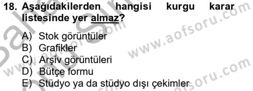 Televizyon Program Yapımı Dersi 2012 - 2013 Yılı (Final) Dönem Sonu Sınav Soruları 18. Soru