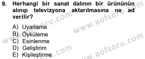 Televizyon Program Yapımı Dersi 2012 - 2013 Yılı (Final) Dönem Sonu Sınav Soruları 9. Soru