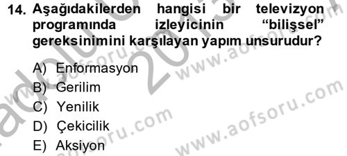 Televizyon Program Yapımı Dersi 2013 - 2014 Yılı (Vize) Ara Sınav Soruları 14. Soru