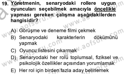 Televizyon Program Yapımı Dersi 2013 - 2014 Yılı (Vize) Ara Sınav Soruları 19. Soru