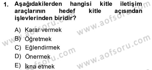 Televizyon Program Yapımı Dersi 2013 - 2014 Yılı (Final) Dönem Sonu Sınav Soruları 1. Soru