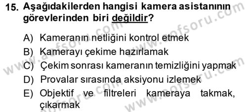 Televizyon Program Yapımı Dersi 2013 - 2014 Yılı (Final) Dönem Sonu Sınav Soruları 15. Soru