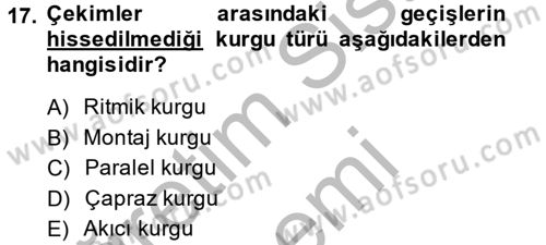 Televizyon Program Yapımı Dersi 2013 - 2014 Yılı (Final) Dönem Sonu Sınav Soruları 17. Soru