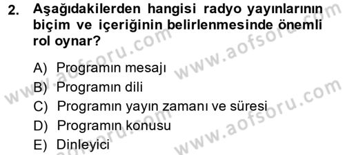 Televizyon Program Yapımı Dersi 2013 - 2014 Yılı (Final) Dönem Sonu Sınav Soruları 2. Soru