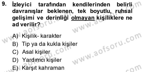 Televizyon Program Yapımı Dersi 2013 - 2014 Yılı (Final) Dönem Sonu Sınav Soruları 9. Soru