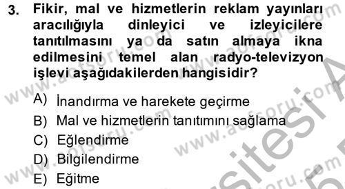Televizyon Program Yapımı Dersi 2014 - 2015 Yılı (Vize) Ara Sınav Soruları 3. Soru