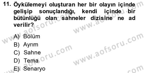 Televizyon Program Yapımı Dersi 2014 - 2015 Yılı (Final) Dönem Sonu Sınav Soruları 11. Soru