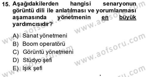 Televizyon Program Yapımı Dersi 2014 - 2015 Yılı (Final) Dönem Sonu Sınav Soruları 15. Soru