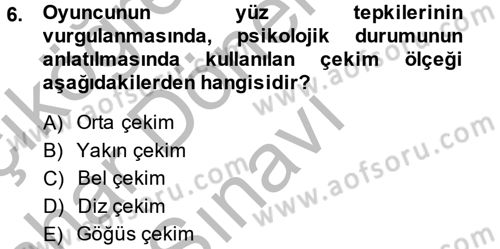 Televizyon Program Yapımı Dersi 2014 - 2015 Yılı (Final) Dönem Sonu Sınav Soruları 6. Soru