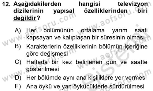 Televizyon Program Yapımı Dersi 2015 - 2016 Yılı (Final) Dönem Sonu Sınav Soruları 12. Soru
