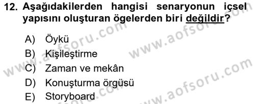 Televizyon Program Yapımı Dersi 2016 - 2017 Yılı 3 Ders Sınav Soruları 12. Soru